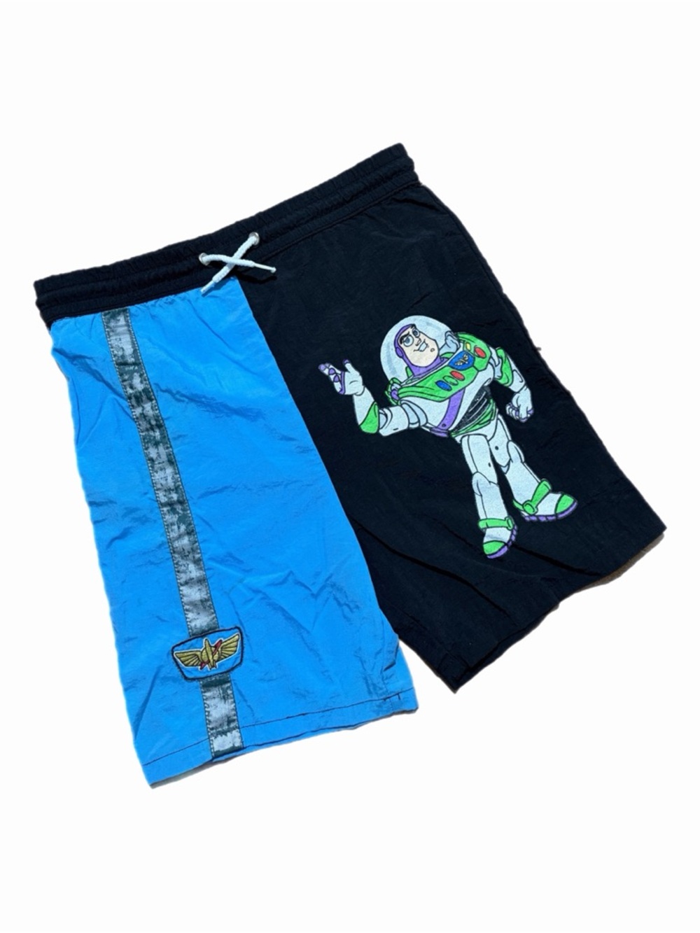 Vintage Disney Pixar Swim Trunks Boys 8 Blue Black Buzz Lightyear Toy Story 2